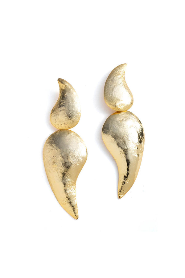 natori Gold Plated Brass Two Teardrop Earrings Gold