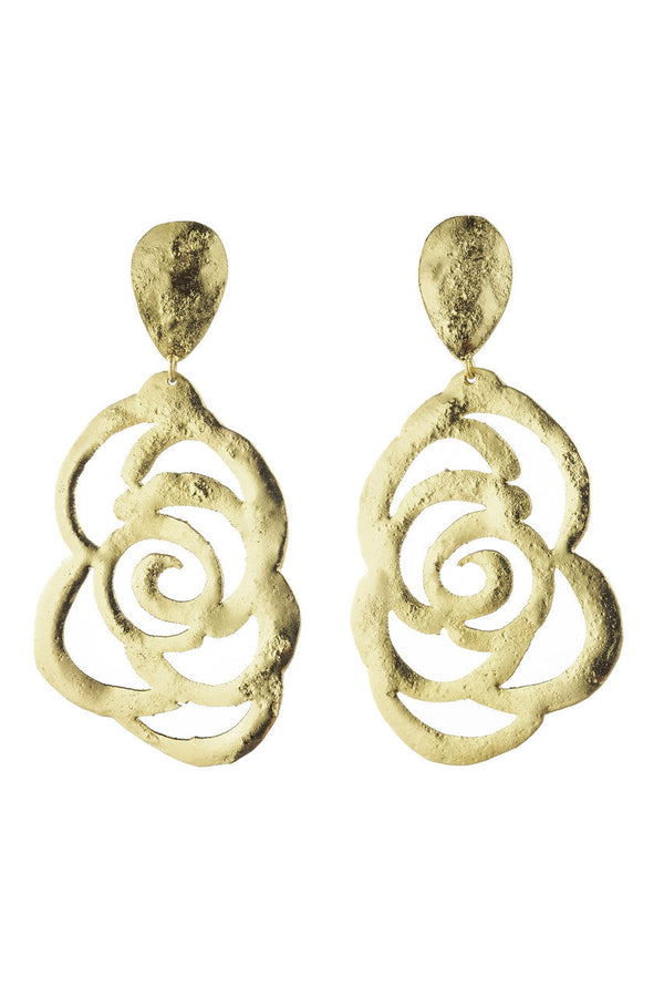 natori Gold Plated Floral Scroll Drop Earrings Gold