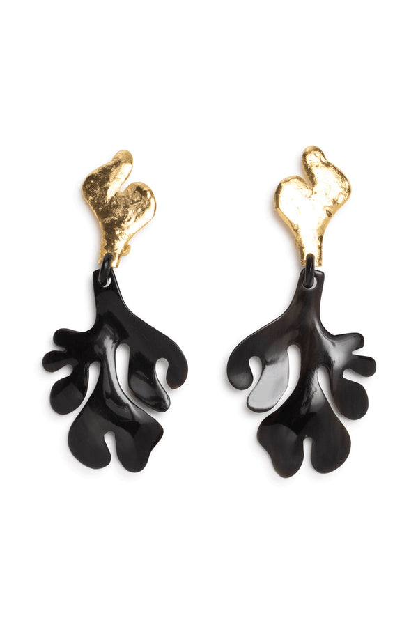 natori Gold Plated Leaf Long Two Tone Earrings Gold