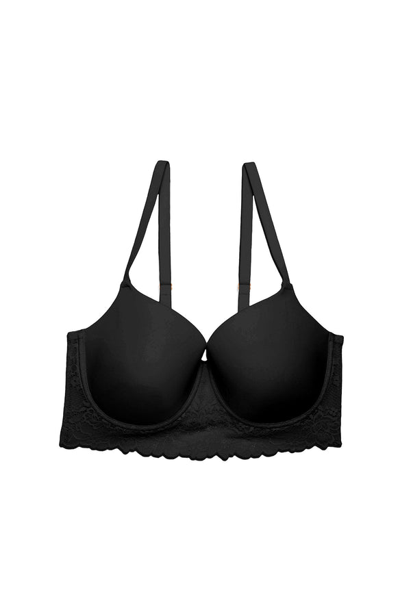 natori Heavenly Full Coverage Longline T-Shirt Bra Black