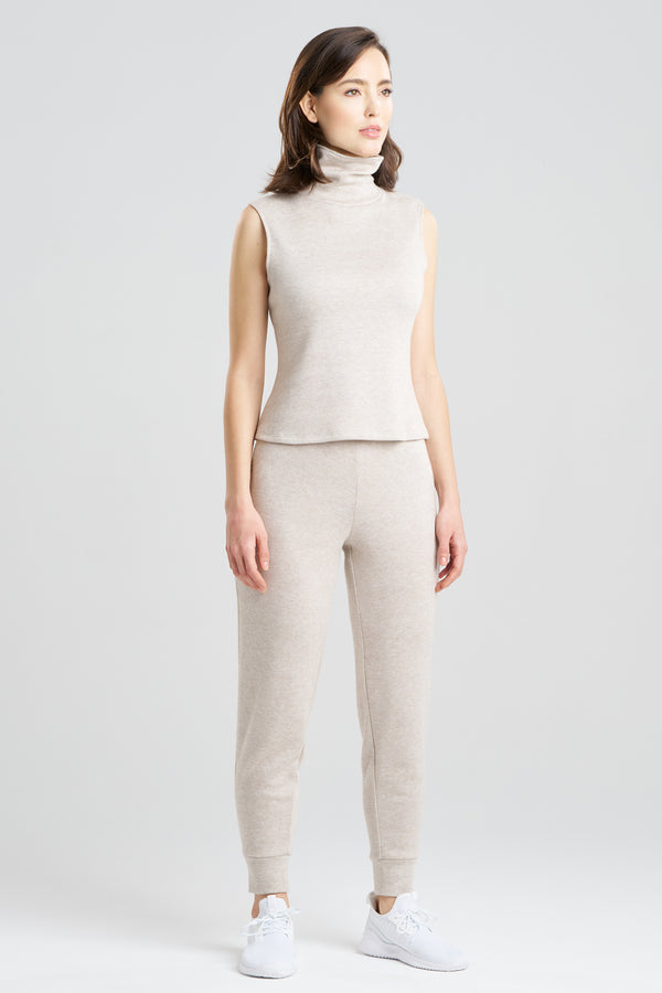 Natori Himalaya Sweater Knit Mock Neck Top Cashmere