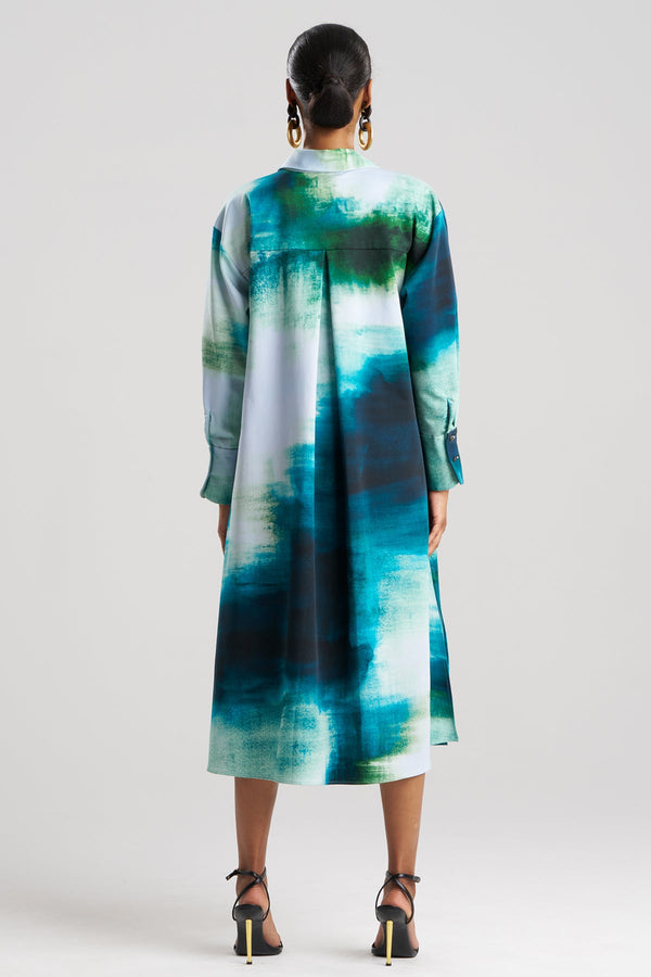 Natori Hisui Cotton Chino Oversized Shirtdress Teal