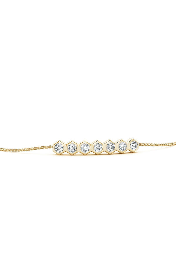 Natori Indochine 14k 7-Hexagon Diamond Bar Bolo Bracelet 14K Yellow Gold