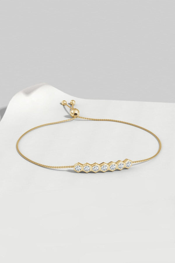 natori Indochine 14k 7-Hexagon Diamond Bar Bolo Bracelet 14K Yellow Gold