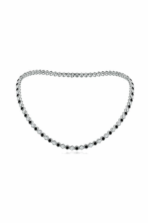 natori Indochine 14k Black & White Diamond Hexagon Tennis Necklace 14K White Gold