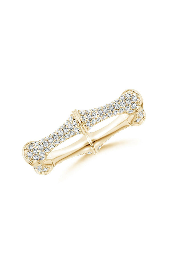 Natori Indochine 14k Diamond Pave Bamboo Eternity Ring 14K Yellow Gold