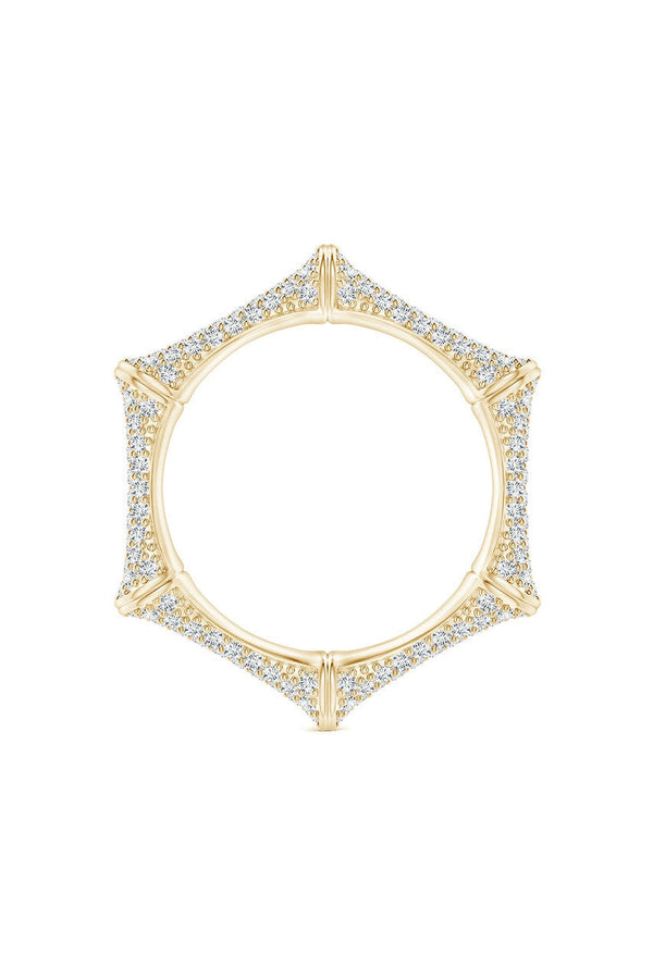 Natori Indochine 14k Diamond Pave Bamboo Eternity Ring 14K Yellow Gold