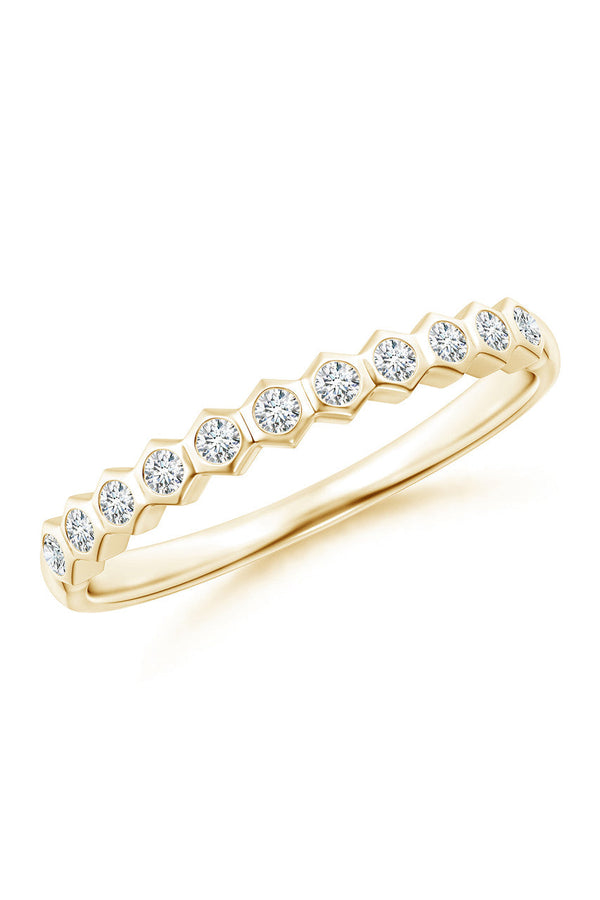 Natori Indochine 14k Hexagon 11-Diamond Stacking Ring 14K Yellow Gold