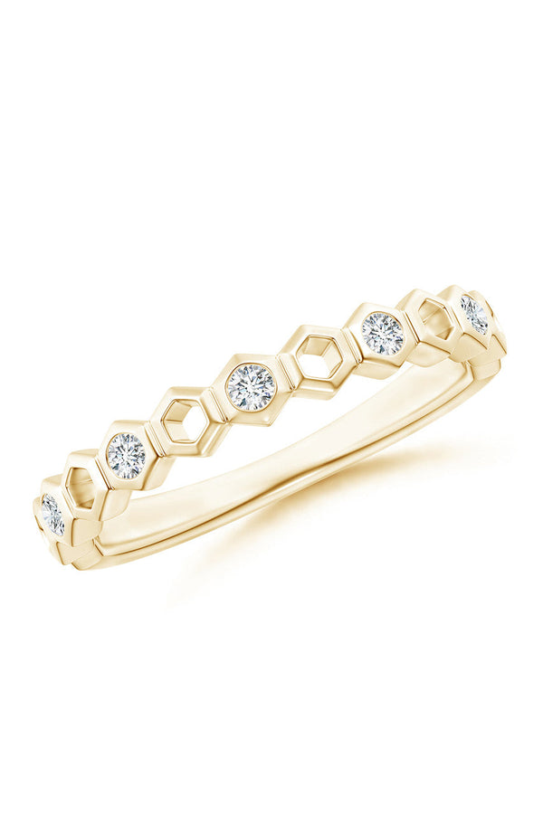 Natori Indochine 14k Hexagon Alternating 5-Diamond Ring 14K Yellow Gold