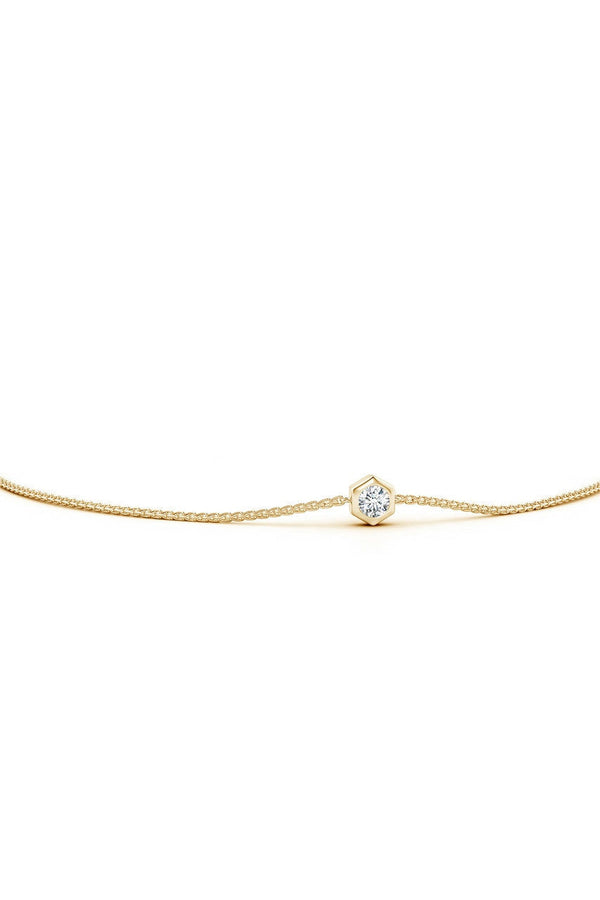 Natori Indochine 14k Hexagon Frame Diamond Solitaire Bolo Bracelet 14K Yellow Gold