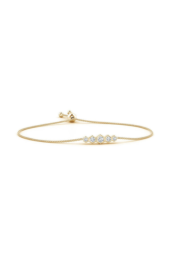 Natori Indochine 14k Tapering Hexagon Diamond Bar Bracelet 14K Yellow Gold