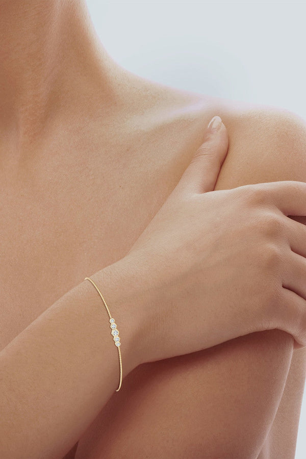 Natori Indochine 14k Tapering Hexagon Diamond Bar Bracelet 14K Yellow Gold