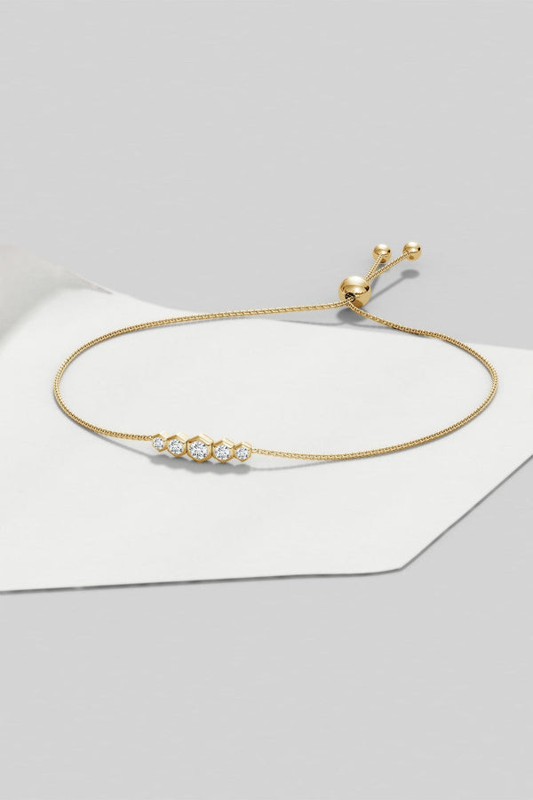 natori Indochine 14k Tapering Hexagon Diamond Bar Bracelet 14K Yellow Gold