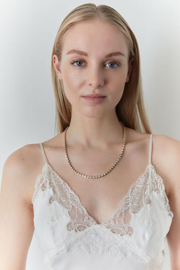 natori Indochine Diamond Tennis Necklace 14K Yellow Gold