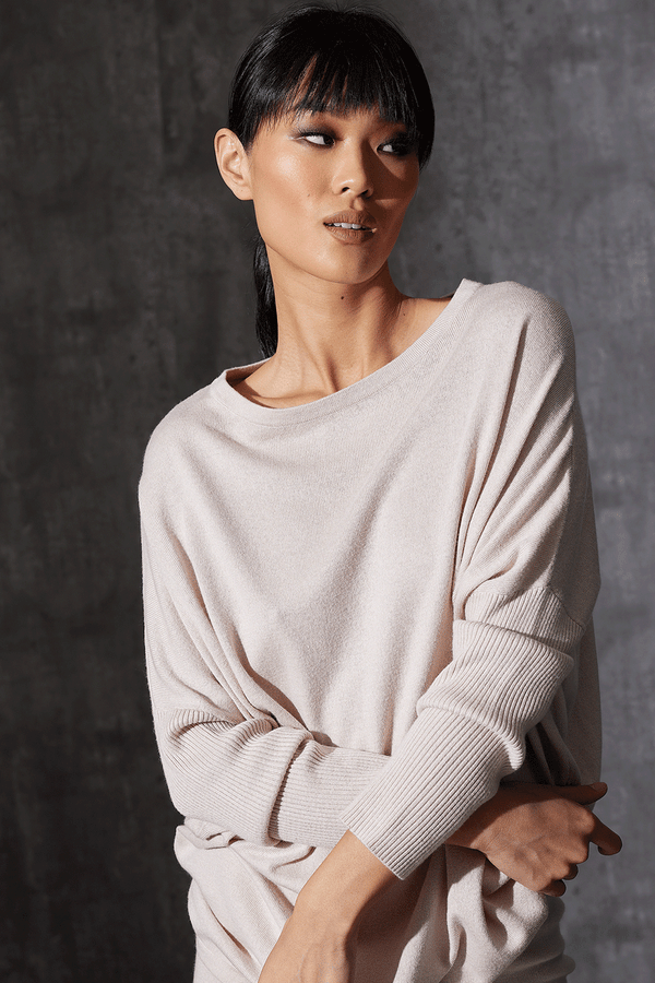 Natori Indulge Boat Neck Long Sleeve Sweater Sand Dune
