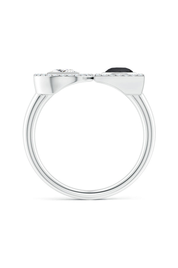 Natori Infinity 14K Gold With Black & White Diamond Two Stone Statement Ring 14K White Gold