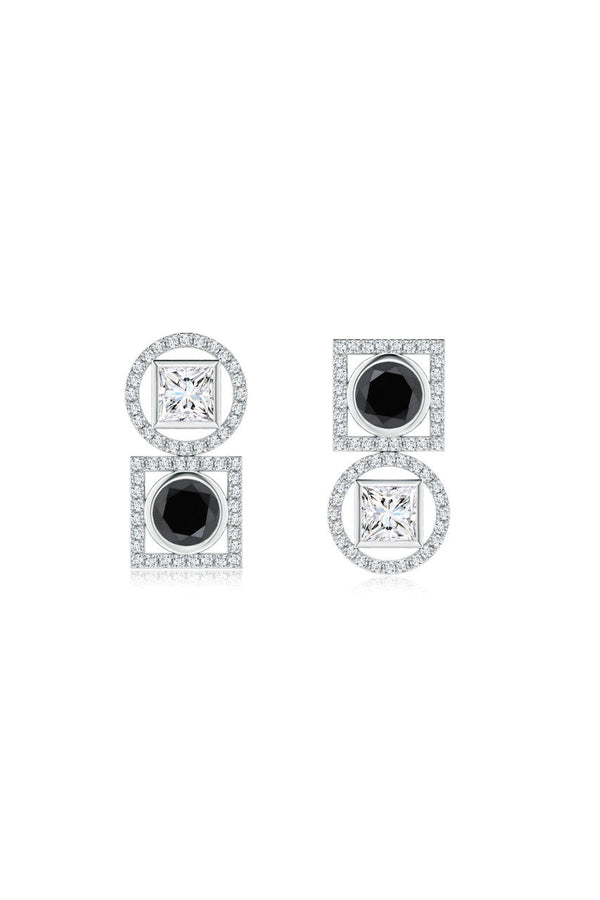 natori Infinity 14K Gold with Black & White Diamond Two Stone Earrings 14K White Gold