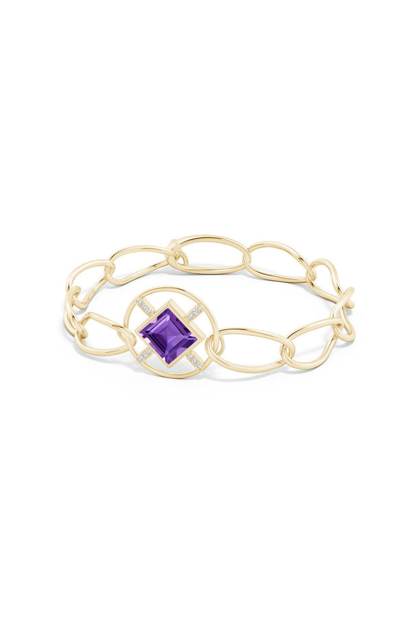 Natori Infinity Concentric Circle 14K Gold And Amethyst Bracelet 14K Yellow Gold