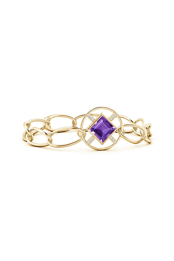 Natori Infinity Concentric Circle 14K Gold And Amethyst Bracelet 14K Yellow Gold