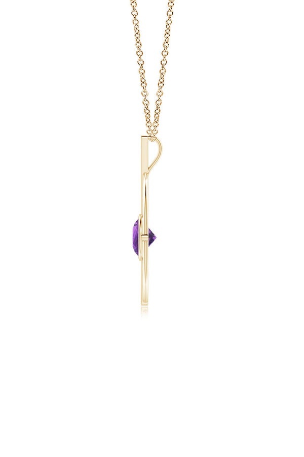 Natori Infinity Concentric Circle 14K Gold And Amethyst Pendant Necklace 14K Yellow Gold