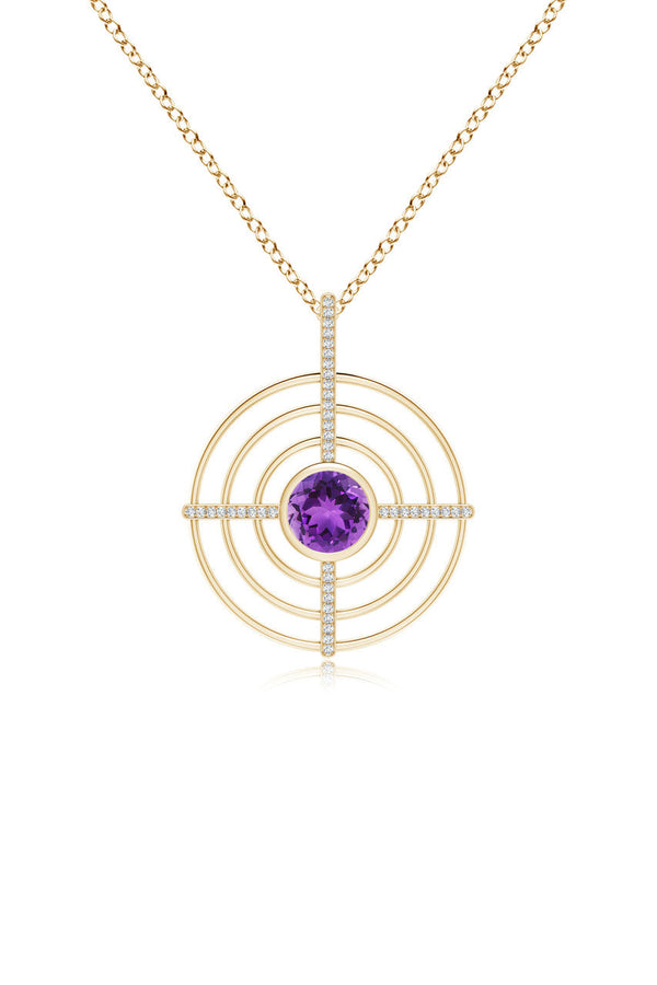 natori Infinity Concentric Circle 14K Gold and Amethyst Pendant Necklace 14K Yellow Gold