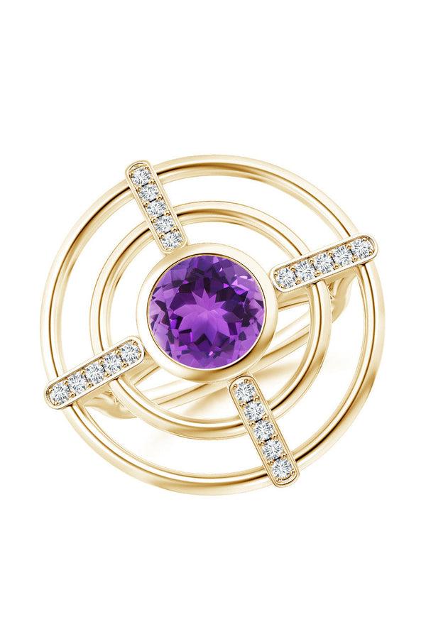 natori Infinity Concentric Circle 14K Gold and Amethyst Ring 14K Yellow Gold