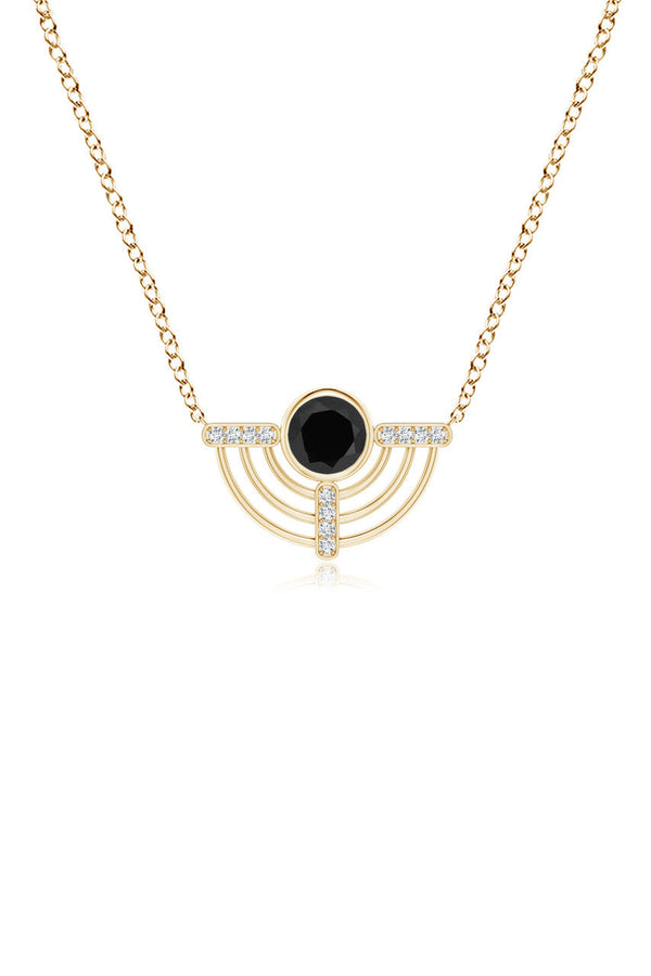 natori Infinity Half Concentric Circle 14K Gold and Black Onyx Pendant Necklace 14K Yellow Gold