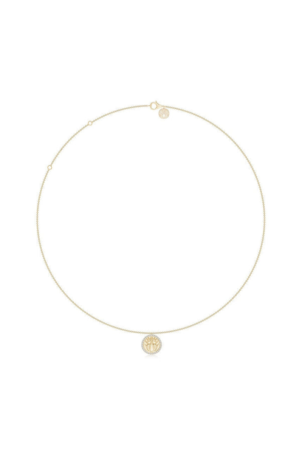 Natori Kamon 14k Diamond Border Pendant Necklace 14K Yellow Gold