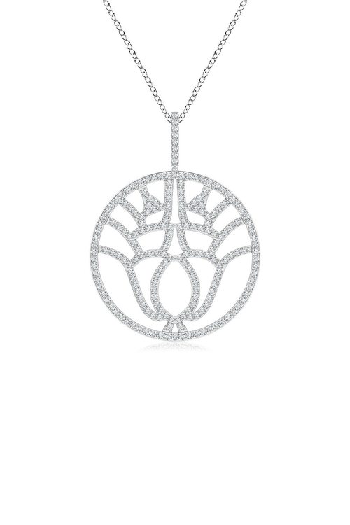 Natori Kamon 14k Open Diamond Pendant Necklace 14K White Gold