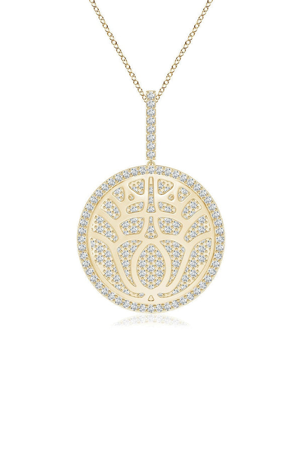 Natori Kamon 14k Overlapping Diamond Pendant Necklace 14K Yellow Gold