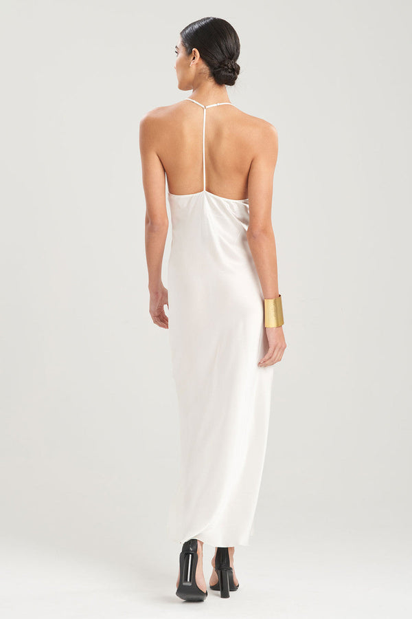 Natori Key Essentials Silk T-Back Slip Dress Warm White