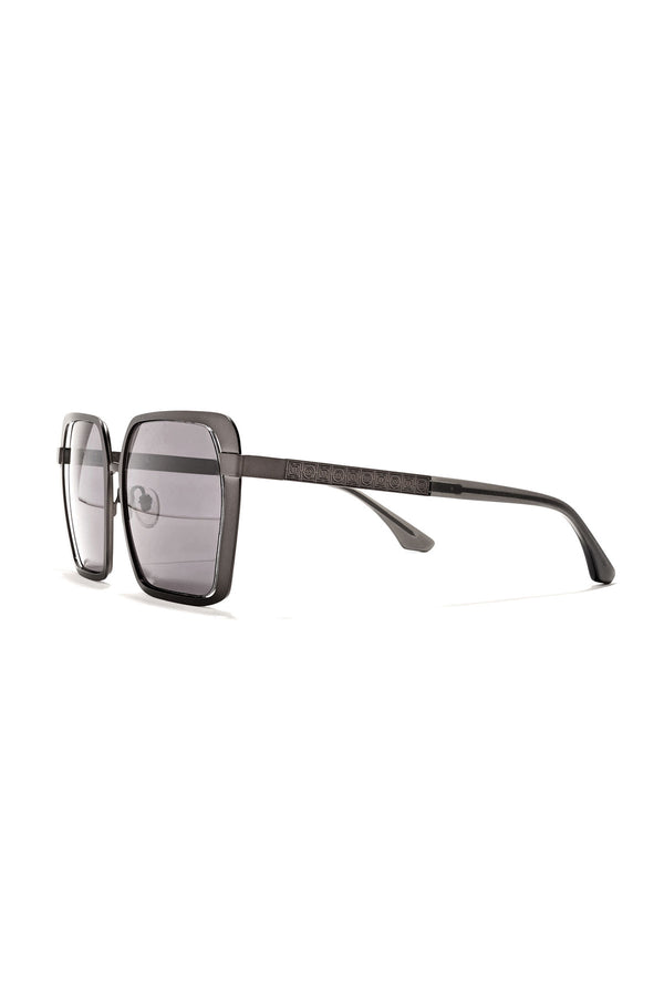 Natori Kintsu Metal Rectangle Sunglasses Matte Gunmetal Gray
