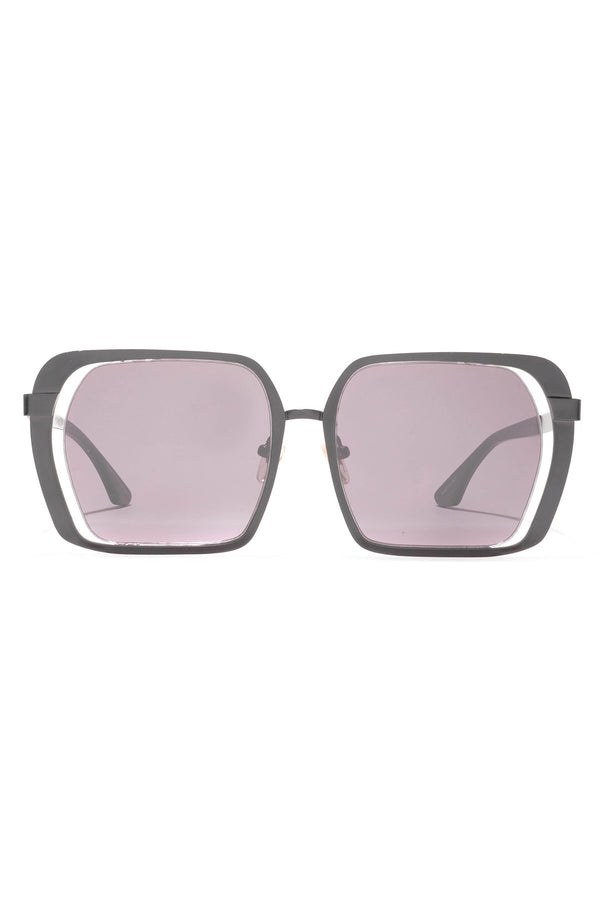 natori Kintsu Metal Rectangle Sunglasses Matte Gunmetal Gray