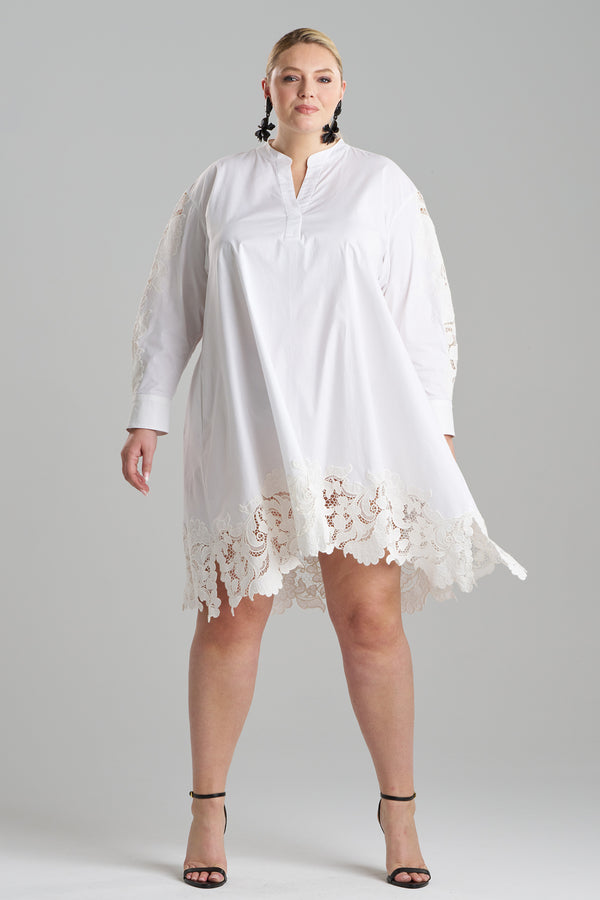 Natori Kumo Embroidery Applique Oversized Shirtdress White