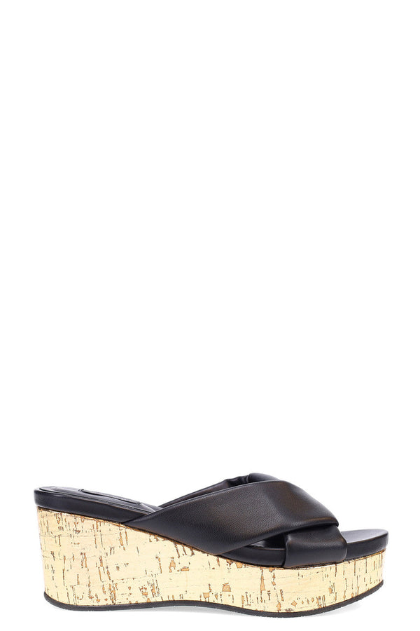 Natori Lanna Nappa Leather Platform Thong Sandals Black