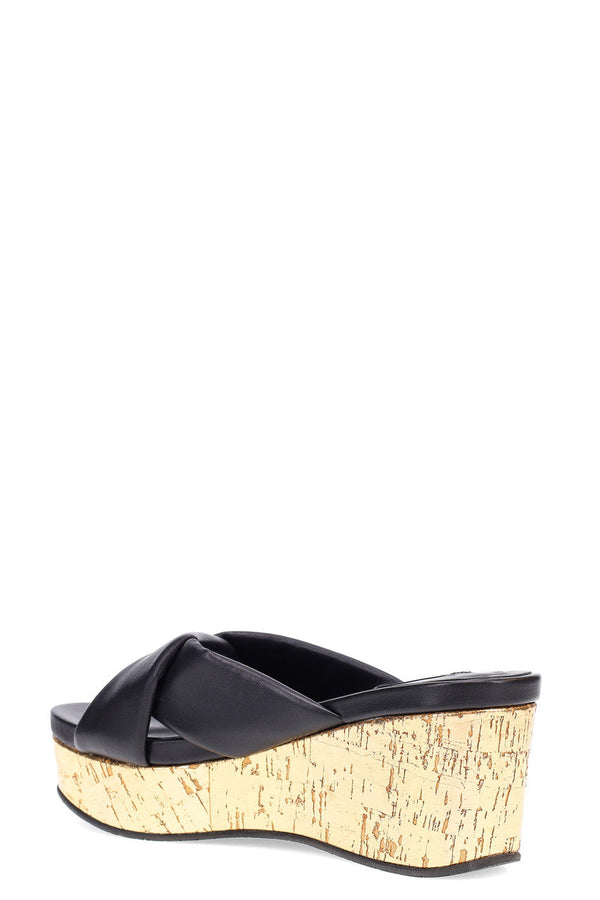 Natori Lanna Nappa Leather Platform Thong Sandals Black
