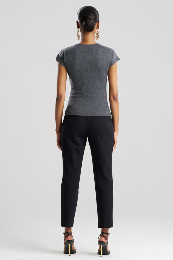 Natori Layering Jersey Rouched Cap Sleeve Top Charcoal