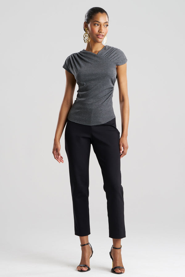 natori Layering Jersey Rouched Cap Sleeve Top Charcoal