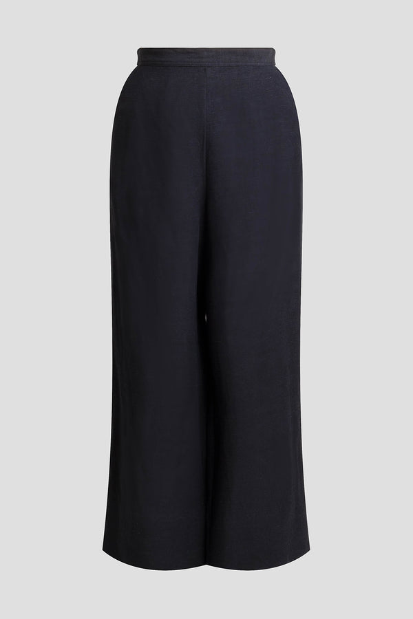 Natori Light Weight Linen Cropped Wide Leg Pants Black