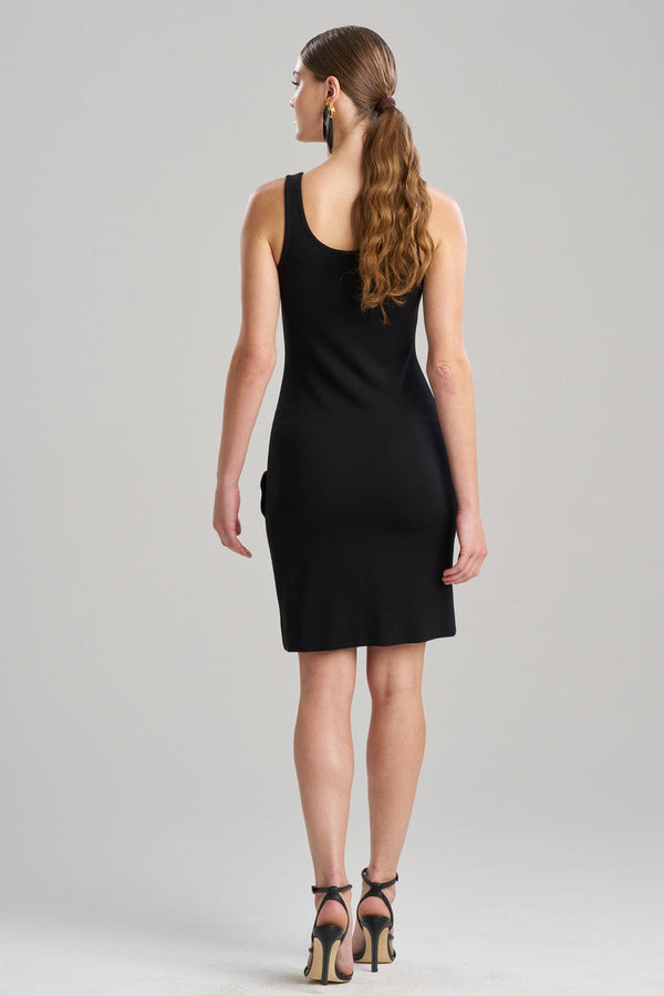 Natori Light Weight Ponte Embroidered Tank Dress Black