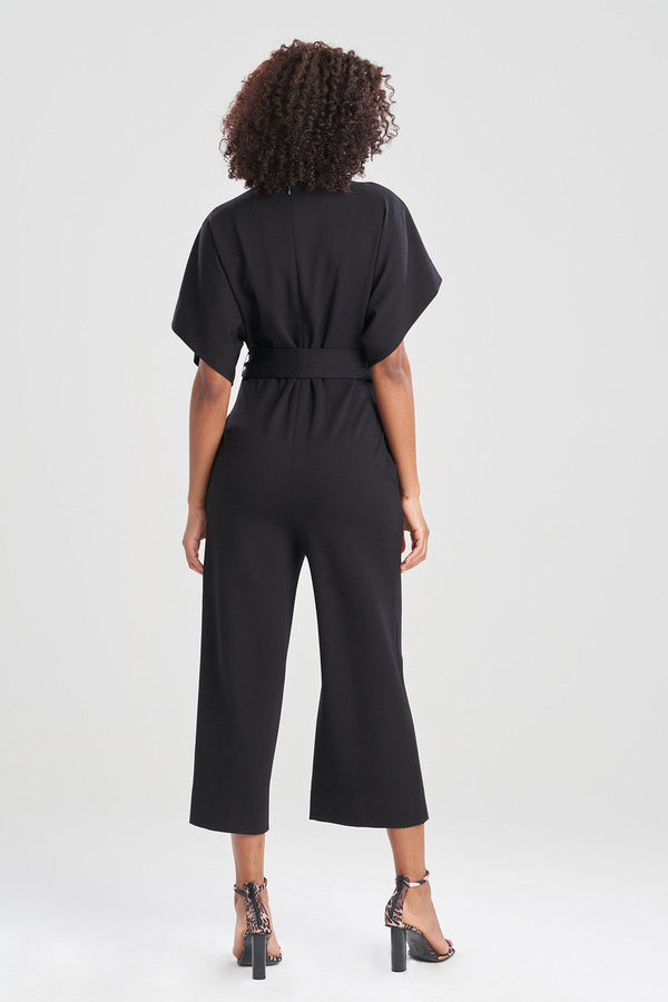 Natori Light Weight Ponte Kimono V-Neck Jumpsuit Black