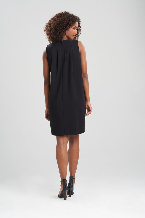 Natori Light Weight Ponte Pleated Shift Dress Black
