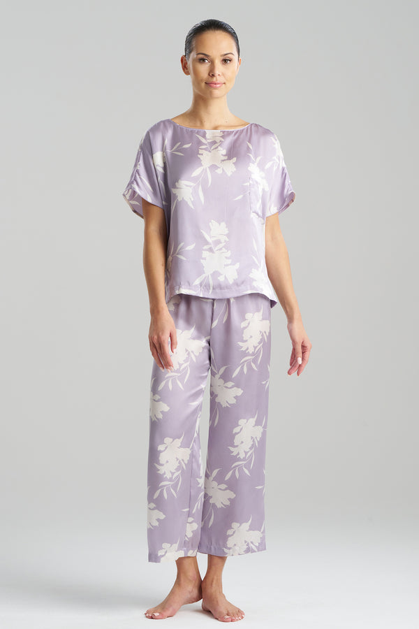 Natori Lily Printed Satin Icon Short Sleeve PJ Lt Iris