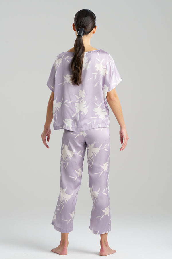 Natori Lily Printed Satin Icon Short Sleeve PJ Lt Iris