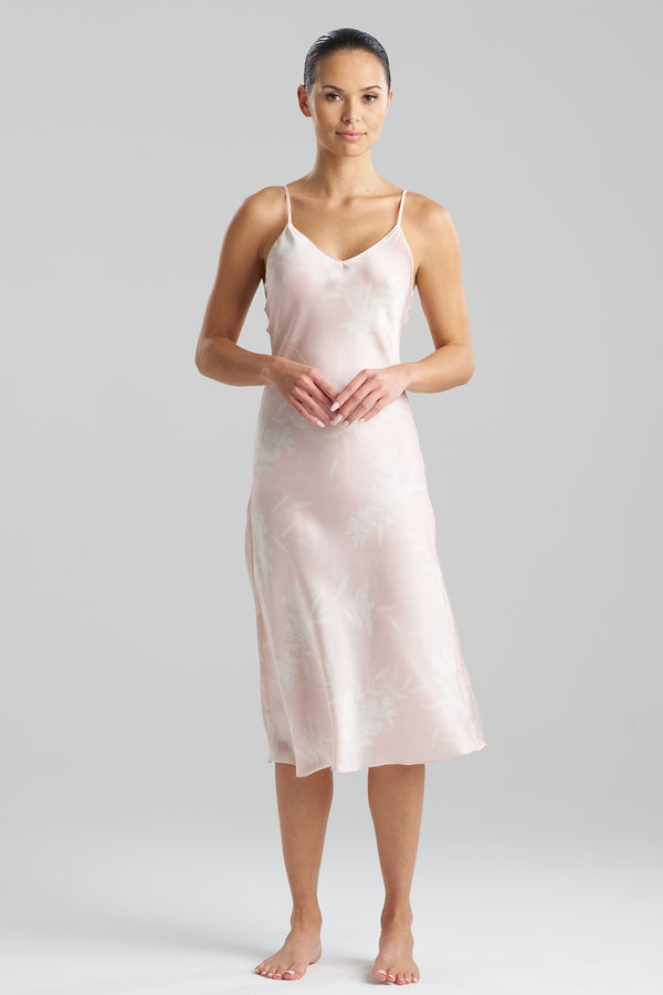 Natori Lily Printed Satin Icon Slip Dress Shell Pink