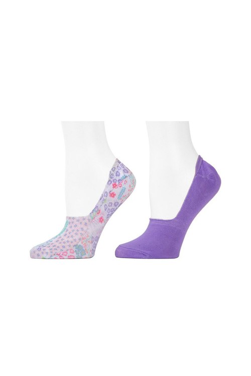 natori Lotus Bouquet Liners - 2 Pair Pack White/Purple