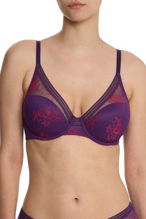 Natori Love Lace Full Coverage Plunge T-Shirt Bra Vivid Grape/Sakura
