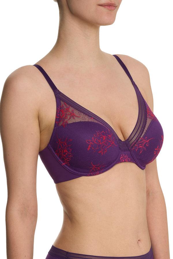 Natori Love Lace Full Coverage Plunge T-Shirt Bra Vivid Grape/Sakura