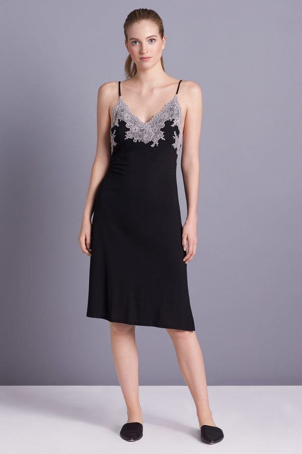 Natori Luxe Shangri-La TENCEL™ Chemise Black/Cocoon