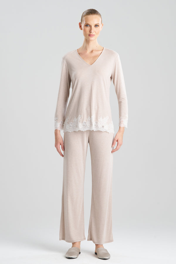 natori Luxe Shangri-La TENCEL™ Long Sleeve PJ Heather Cashmere